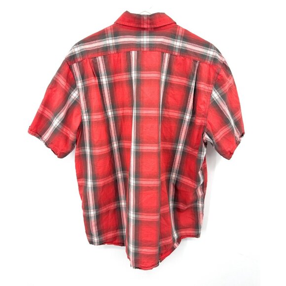 Filson Shirt Men’s Large Red Plaid Check Short Sleeve Fishing Cotton Button Up - Picture 4 of 5